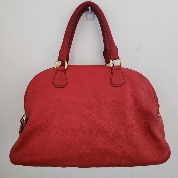 J. Crew biennial red pebbled leather satchel gold hardware - Picture 2 of 13